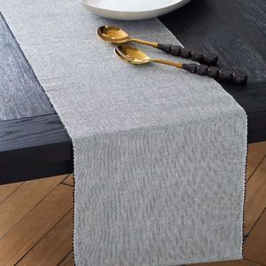 West Elm 100% Cotton Riviera Table Runner in Black and White